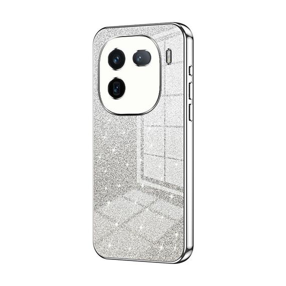 Custodia per telefono elettrolitico in polvere glitterata sfumata per vivo iQOO 12 Pro (argento)