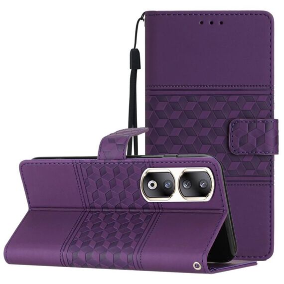 Custodia per cellulare in pelle con effetto pelle goffrata per Honor 90 Pro (viola)