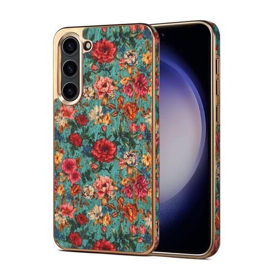 Custodia elettrolitica per Samsung Galaxy S23+ 5G Denior Flower Language Series (blu)