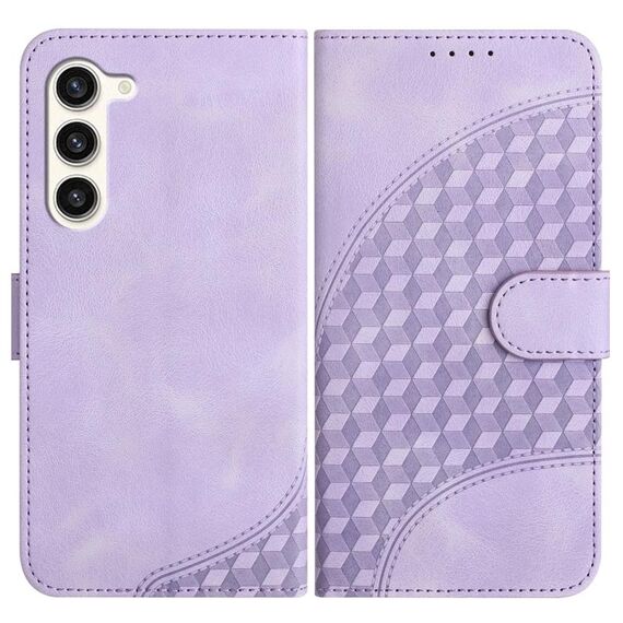 Per Samsung Galaxy S24+ 5G YX0060 Custodia in pelle per telefono con testa di elefante in rilievo con cordino (viola chiaro)