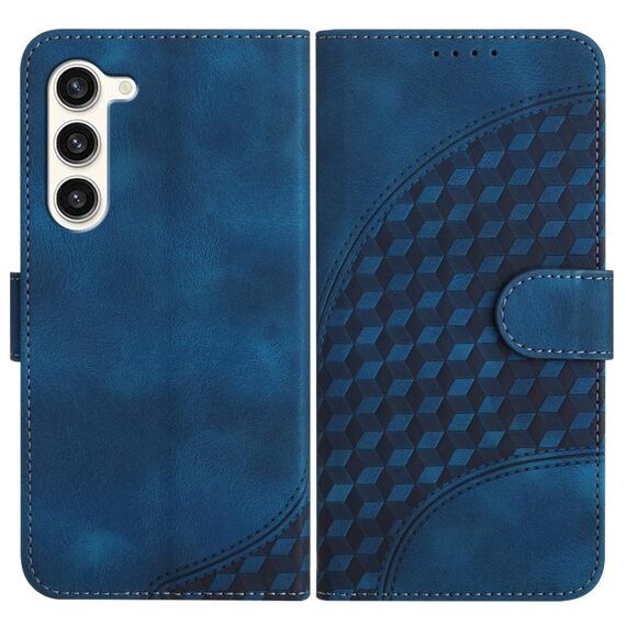 Per Samsung Galaxy S24+ 5G YX0060 Custodia in pelle per telefono con testa di elefante in rilievo con cordino (blu reale)