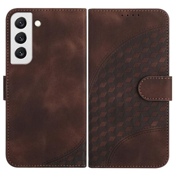 Per Samsung Galaxy S22 5G YX0060 Custodia in pelle per telefono con testa di elefante in rilievo con cordino (caffè)