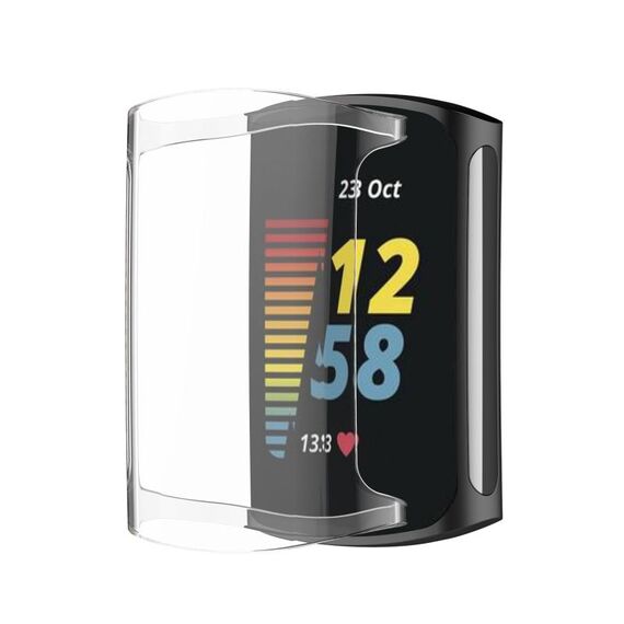 Per Fitbit Charge 6/5 Custodia protettiva in TPU + pellicola integrata per orologio (trasparente)