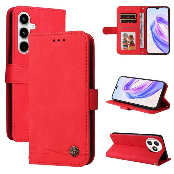 Custodia per telefono in pelle con bottoni in metallo Skin Feel Life Tree per Honor X50i+(Rosso)