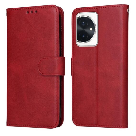 Custodia per telefono in pelle flip con texture classica in vitello per Honor 100 (rossa)