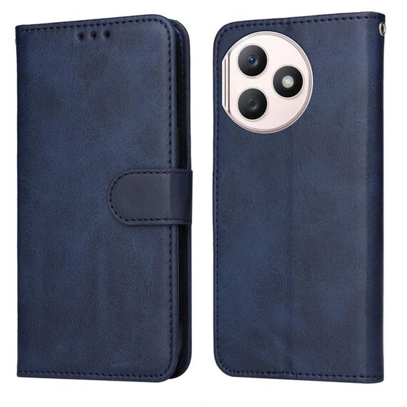 Custodia per telefono in pelle flip con texture classica in vitello per Honor X50i+ (blu)