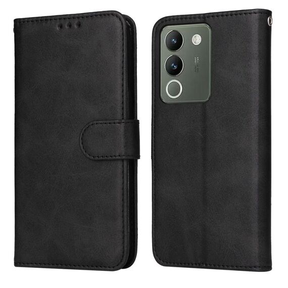 Per vivo Y200 / V29e Custodia per cellulare in pelle flip classica con texture di vitello Global Classic (nera)