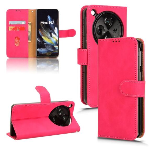 Per OPPO Find N3 Skin Feel Custodia magnetica in pelle con vibrazione (Rosa rossa)