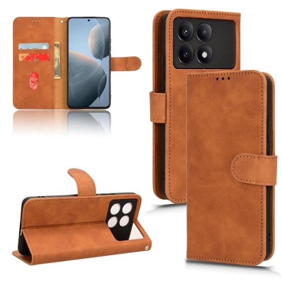 Per Xiaomi Redmi K70 / K70 Pro Custodia per telefono in pelle con vibrazione magnetica Skin Feel (marrone)