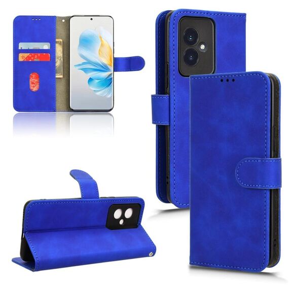Custodia per telefono in pelle con vibrazione magnetica per Honor 100 5G Skin Feel (blu)