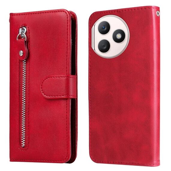 Custodia per cellulare in pelle con cerniera alla moda per Honor X50i+ (rossa)