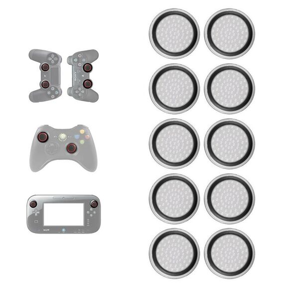 10 PCS Gamepad In Silicone Pulsante Luminoso Cap Rocker Cap Per PS5/PS4/PS3/ONE/360/PRO/serie X/S (cerchio Nero Trasparente)