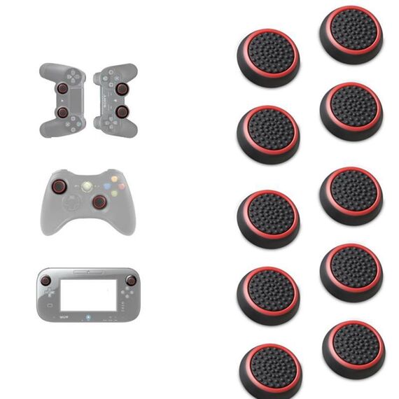 10 PCS Gamepad In Silicone Pulsante Luminoso Cap Rocker Cap Per PS5/PS4/PS3/ONE/360/PRO/serie X/S (Nero Cerchio Rosso)