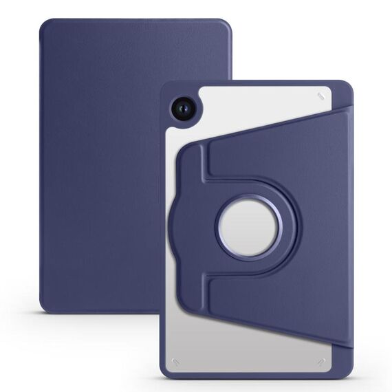 Per Samsung Galaxy Tab A9 Custodia in pelle per tablet intelligente con rotazione a 360 gradi in acrilico (blu scuro)