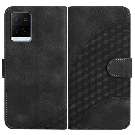 Per vivo Y21/Y33s/Y21s YX0060 Custodia in pelle per telefono con testa di elefante in rilievo con cordino (nero)