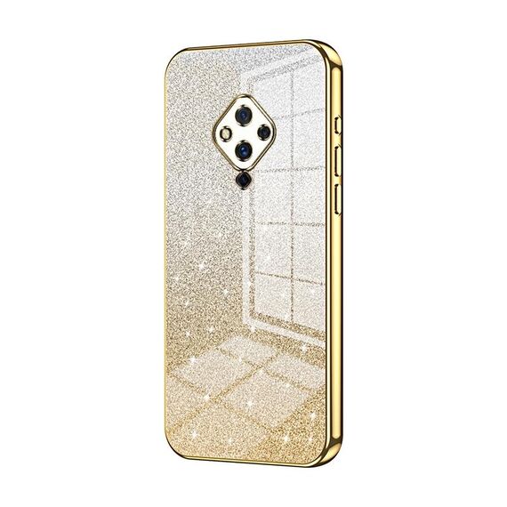 Custodia per telefono elettrolitico in polvere glitterata sfumata per vivo S5 (oro)