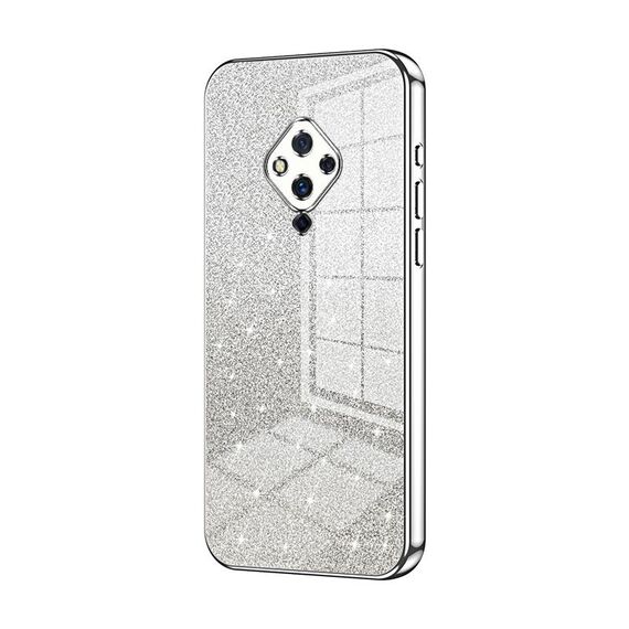 Custodia per telefono elettrolitico in polvere glitterata sfumata per vivo S5 (argento)