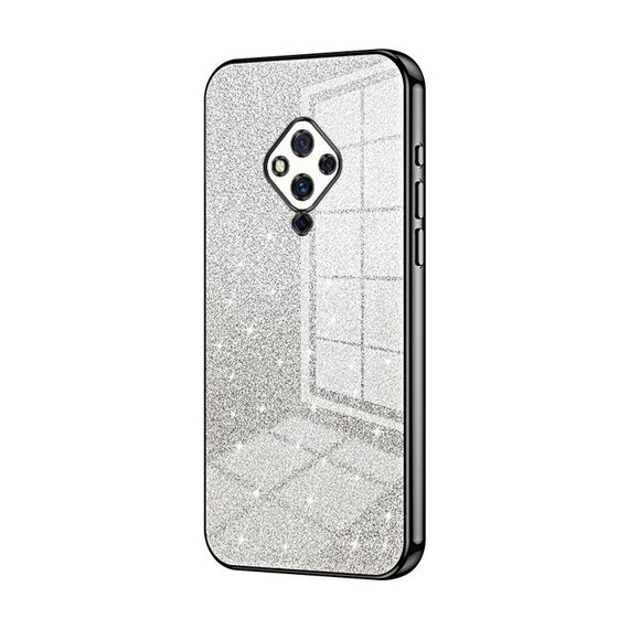 Custodia per telefono elettrolitico in polvere glitterata sfumata per vivo S5 (nera)