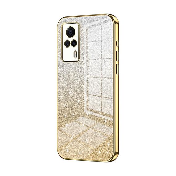 Custodia per telefono elettrolitico in polvere glitter sfumata per vivo S9e (oro)