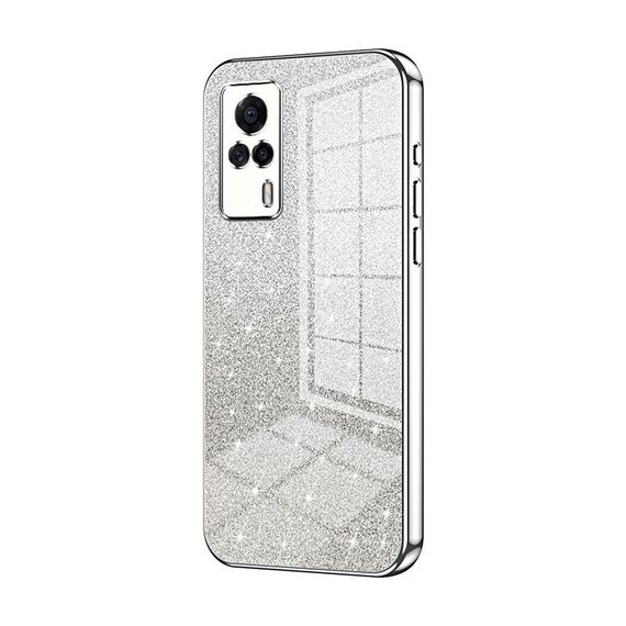 Custodia per telefono elettrolitico in polvere glitter sfumata per vivo S9e (argento)