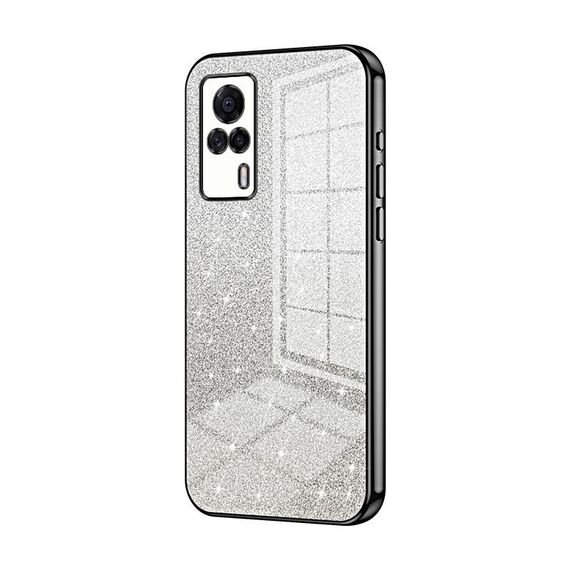 Custodia per telefono elettrolitico in polvere glitterata sfumata per vivo S9e (nera)
