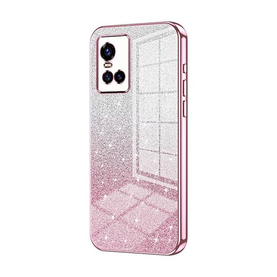 Custodia per telefono elettrolitico in polvere glitter sfumata per vivo S10 / S10 Pro (rosa)