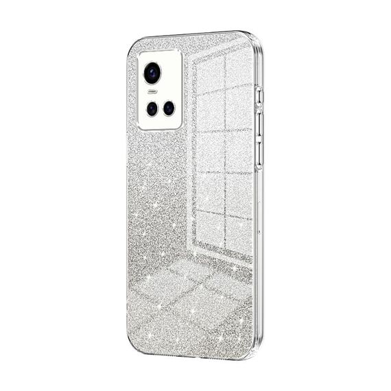 Custodia per telefono elettrolitico in polvere glitterata sfumata per vivo S10 / S10 Pro (trasparente)