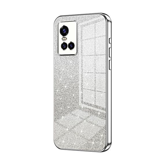 Custodia per telefono elettrolitico in polvere glitterata sfumata per vivo S10 / S10 Pro (Argento)
