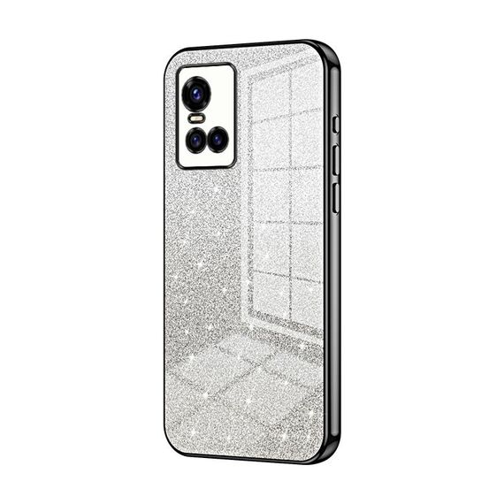Custodia per telefono elettrolitico in polvere glitter sfumata per vivo S10 / S10 Pro (nero)