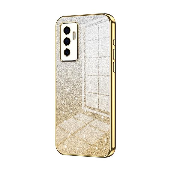 Per vivo S10e / V23e 4G / 5G / Y75 4G Custodia per telefono elettrolitica con polvere glitterata sfumata (Oro)