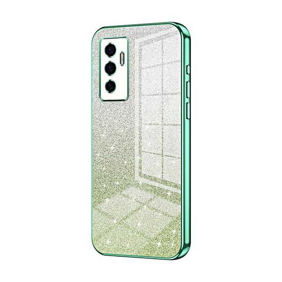 Per vivo S10e / V23e 4G / 5G / Y75 4G Custodia per telefono elettrolitico con polvere glitterata sfumata (verde)
