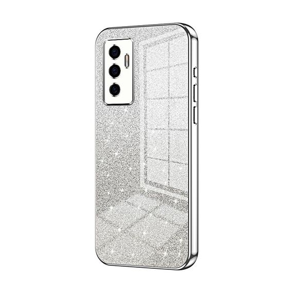 Per vivo S10e / V23e 4G / 5G / Y75 4G Custodia per telefono elettrolitico con polvere glitterata sfumata (Argento)