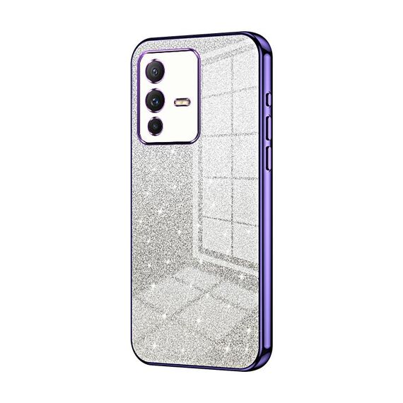 Custodia per telefono elettrolitico in polvere glitterata sfumata per vivo S12 / V23 5G (viola)