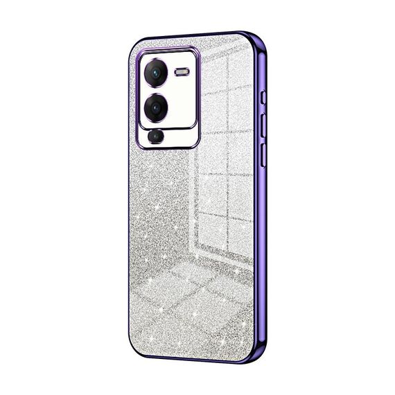 Custodia per telefono elettrolitico in polvere glitterata sfumata per vivo S15 (viola)