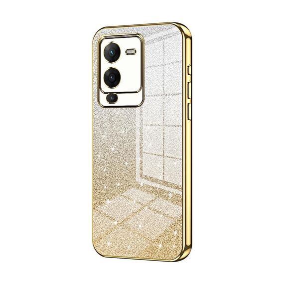 Custodia per telefono elettrolitico in polvere glitterata sfumata per vivo S15 (oro)