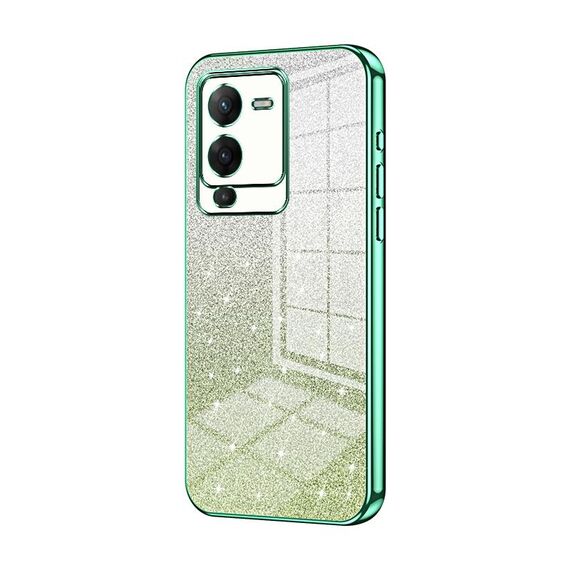 Custodia per telefono elettrolitico in polvere glitter sfumata per vivo S15 (verde)