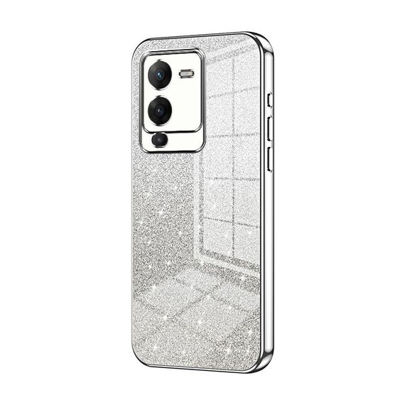 Custodia per telefono elettrolitico in polvere glitterata sfumata per vivo S15 (argento)