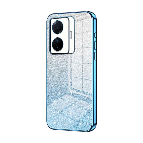 Custodia per telefono elettrolitico in polvere glitterata sfumata per vivo S15e / T1 Pro (blu)