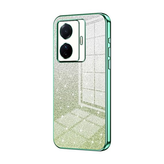 Custodia per telefono elettrolitico in polvere glitterata sfumata per vivo S15e / T1 Pro (verde)