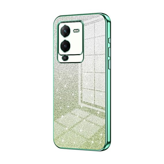 Custodia per telefono elettrolitico con polvere glitterata sfumata per vivo S15 Pro / V25 Pro (verde)