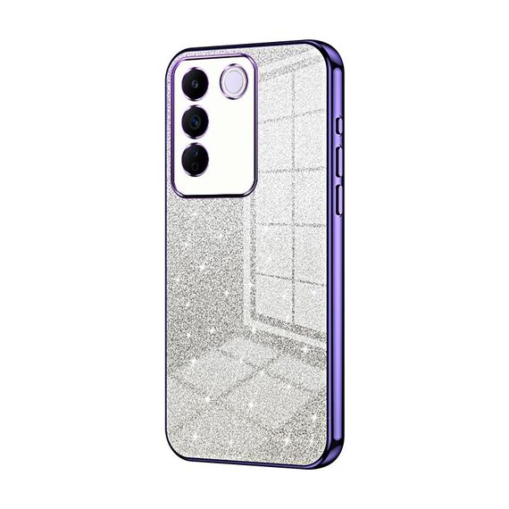 Custodia per telefono elettrolitico in polvere glitterata sfumata per vivo S16e / V27e (viola)