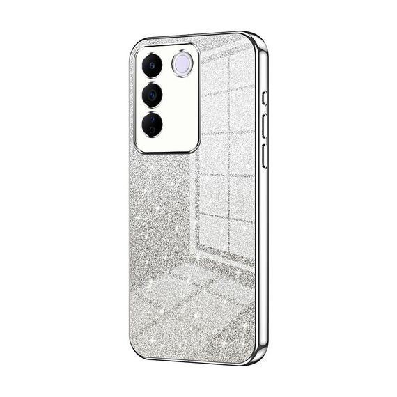 Custodia per telefono elettrolitica in polvere glitterata sfumata per vivo S16e / V27e (Argento)