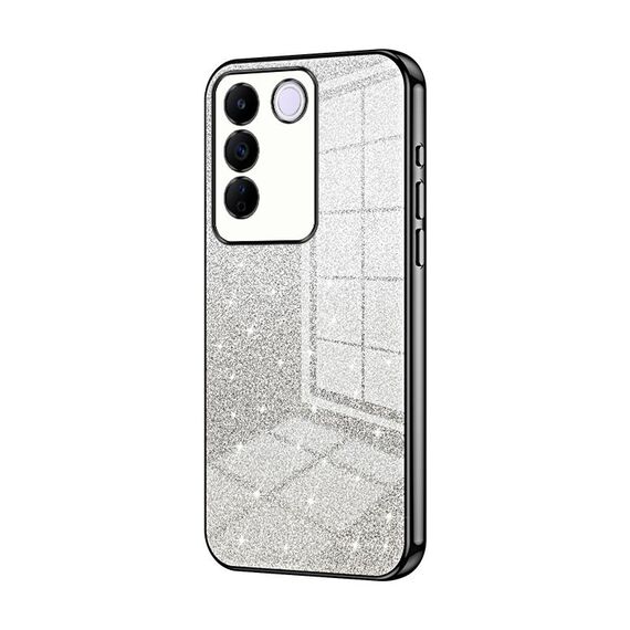 Custodia per telefono elettrolitico in polvere glitterata sfumata per vivo S16e / V27e (nero)