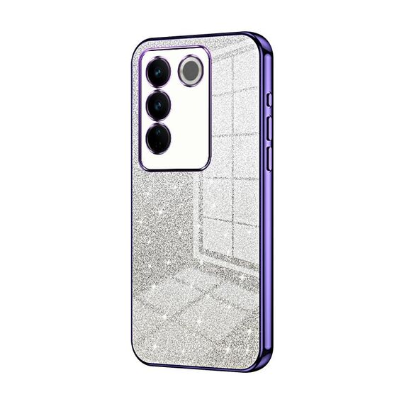 Per vivo S16 Pro / S16 / V27 / V27 Pro Custodia per telefono elettrolitico con polvere glitterata sfumata (viola)