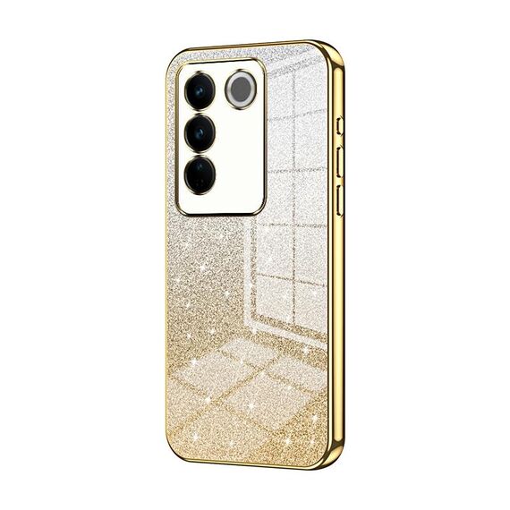 Per vivo S16 Pro / S16 / V27 / V27 Pro Custodia per telefono elettrolitico con polvere glitterata sfumata (Oro)