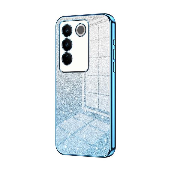 Per vivo S16 Pro / S16 / V27 / V27 Pro Custodia per telefono elettrolitico con polvere glitterata sfumata (blu)