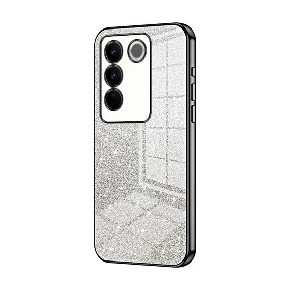 Per vivo S16 Pro / S16 / V27 / V27 Pro Custodia per telefono elettrolitico con polvere glitterata sfumata (Nero)