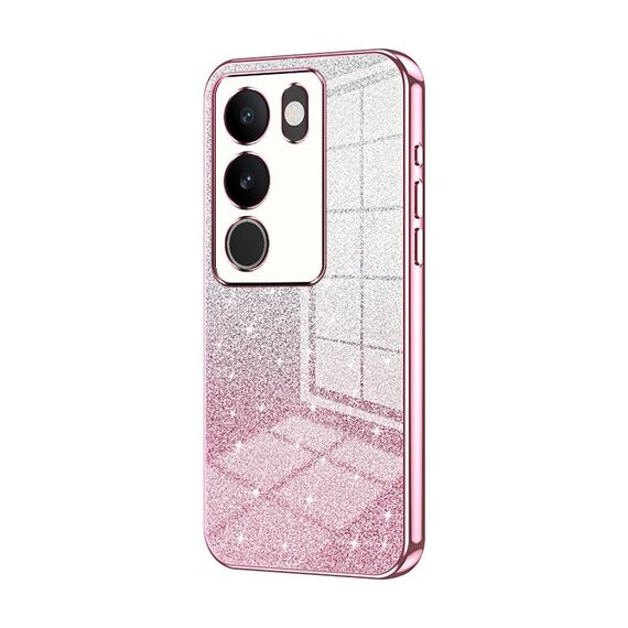 Per vivo S17 / S17 Pro / S17t / V29 Custodia per telefono elettrolitica con polvere glitterata sfumata (rosa)