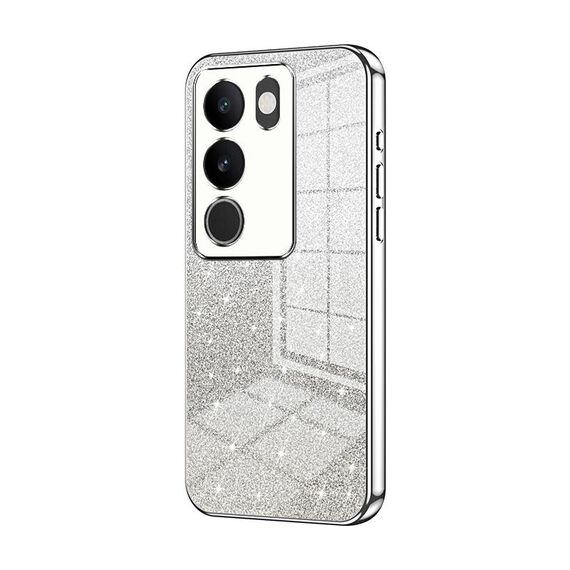 Per vivo S17 / S17 Pro / S17t / V29 Custodia per telefono elettrolitico con polvere glitterata sfumata (Argento)