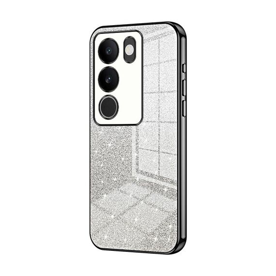 Per vivo S17 / S17 Pro / S17t / V29 Custodia per telefono elettrolitico con polvere glitterata sfumata (nero)